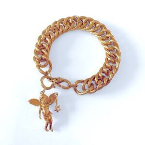 NOT FOR SALE Vintage Gold Chain Link Angel Charm Bracelet
